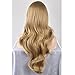 BERON 26 Inches Blonde Wig Long Wavy Wig Ash Blonde Wigs with Bangs for Women Gold Blonde Synthetic Wigs with Hairnet