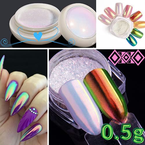 Meerjungfrau Nägel Glitzer Pulver - Einhorn Chrom Perle Pulver Opal Aurora Nagel Pigment Neon Pulver Spiegeleffekt… – Bild 6