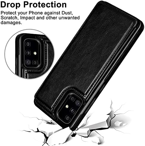 Coolden for Samsung A51 Case Shockproof Case for Samsung A51 Wallet Case with Card Holder Slot Flip Folio Soft PU Leather Magnetic Closure Protective Case Cover for Samsung Galaxy A51 4G (Black)