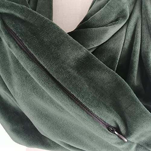 DECDEAL Lenço de bolso com zíper macio para mulheres moda outono inverno quente e sólido azul O ring