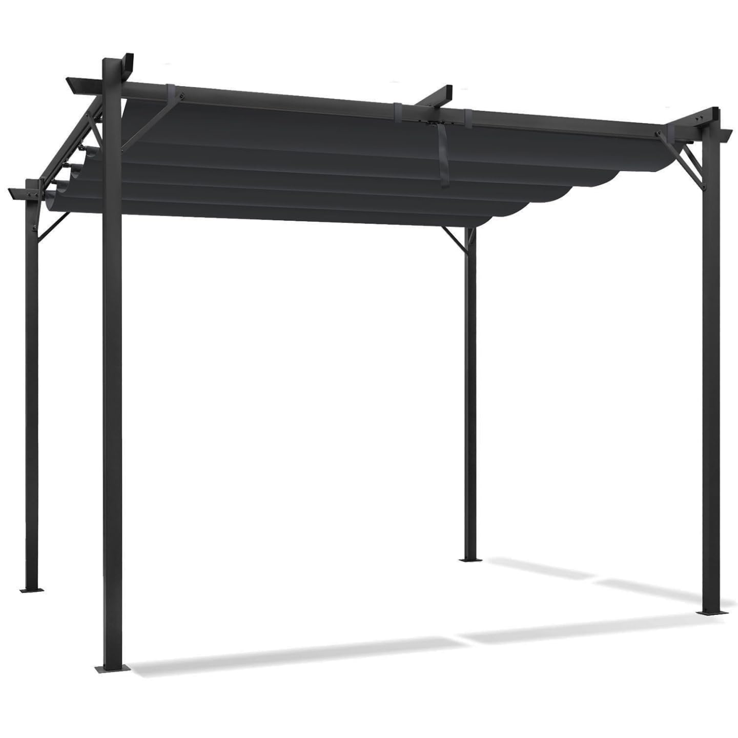 IDMarket - Pérgola Edición Especial, techo retráctil, 3 x 3 m y 4 persianas, gris antracita