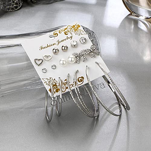 Image of Shining Diva Fashion Stylish Pairs Metal Earrings for Women and Girls