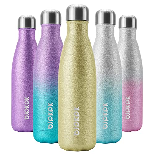 Image of BJPKPK Glitter Yellow Insulated Water Bottle 17 oz Stainless Steel Water Bottles Cola Shape