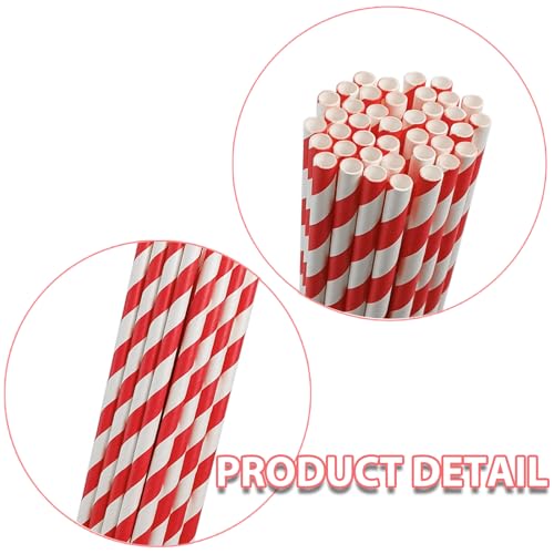 50 Pitillos de Papel Rojo a Rayas para Fiestas miniatura 4