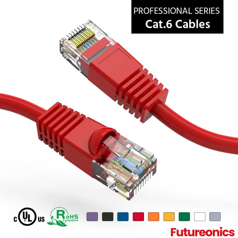 Pack 5 cables Ethernet Cat 6 30 pies rojo UTP miniatura 3