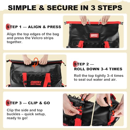 Image of OSAH DRYPAK Waterproof Duffel Bag 25L /40L /60L - Heavy-Duty Motorcycle Tail Bag, Roll-Top Dry Bag for Travel, Camping, Boating, Kayaking, Outdoor Adventure