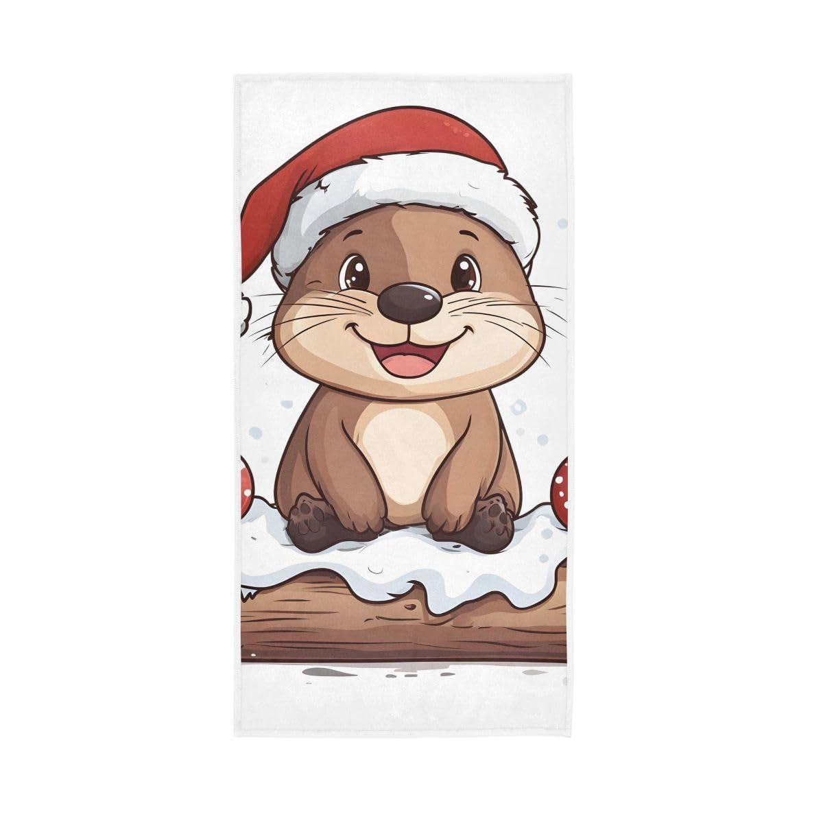 HUYGD Cute Otter Christmas Hand Towels and Washcloths for Bathroom, Hand Towel for Bathroom, Travel, Camp, Hotel, Spa 15 x 30 Inches