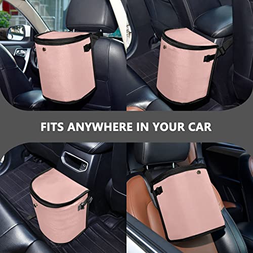 Image of Wudan Small Car Trash Can Rose Gold Accessories for Garbage Storage Organizer with Lid Waterproof Portable Auto and Truck Interior Seat Bin