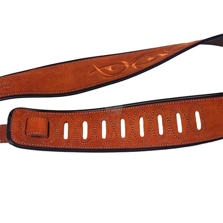 Correa de guitarra de cuero genuino Jacquard marrón de 55MM de ancho correa de hombro para guitarra acústica para guitarras eléctricas longitud ajustable 90-135CM