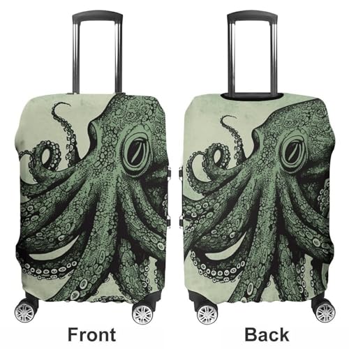 Green Octopus Luggage Cover, Washable Elastic Suitcase Cover Protector Fit 18-32 Inch Luggage3