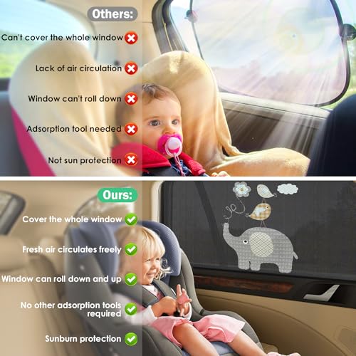 Pakoo SUNSHADE-TAO Car Window Shade For Baby, Uv Protection Breathable Mesh Baby Window Covers, Universal Fit Stretchable Sun Shades thumb #1