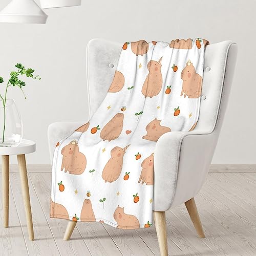 Blanket Gifts - 60"x80" Cute Throw for Boys, Girls - White Soft Fuzzy Blankets for Bed, Couch & Living Room