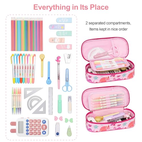 Image of Bagseri Pencil Case for Girls - Large School Supplies Pouch for Class | Girls Pencil Case Wide Opening, Kids Pen Bag with Multi-Slot, Cute Water Resistent Organizer , Glitter Purple Mermaid