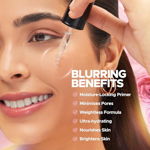 Image of Hilary Rhoda Smooth Blur Primer Serum for face | Pore Minimizer | Niacinamide Infused | Hydrating Makeup Primer | Smooth & Glowing Skin | (Rose Shade 01) - 30ml