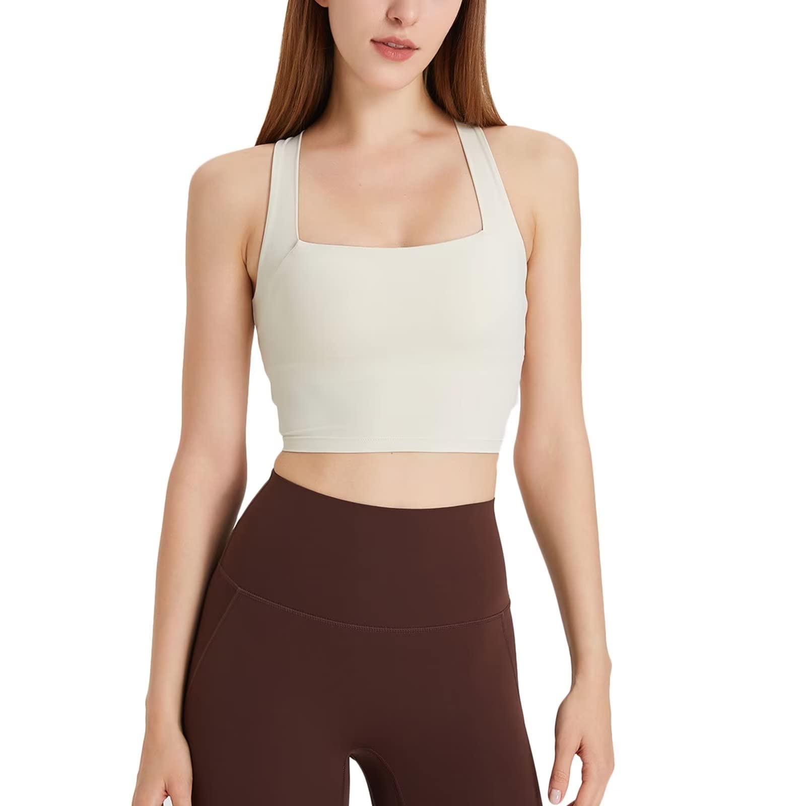 Women Sports Bra Fitness Workout Running Shirts Yoga Tank Top Crosscross Back Vest with Built in Bra