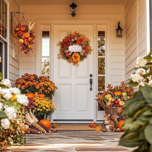 Valery Madelyn 24'' Collapsible Pre-Lit Fruits Fall Wreath for Front Door - image 9