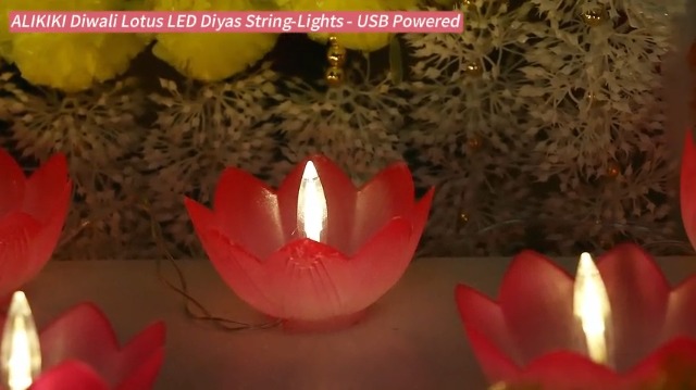10-Pack Diwali Lotus LED Lights – Gradient Color Flameless Diyas For Home, Mandir, & Party Decor