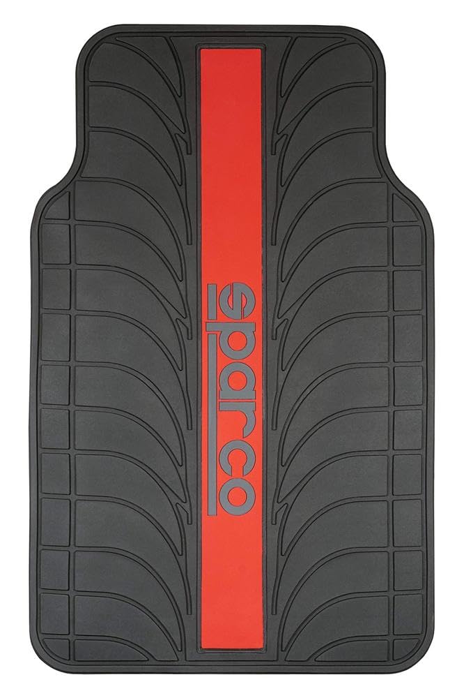 Sparco SPC1913RS Juego de Alfombra Goma Color Franja Logo SPARCO Universal, LATEX, Rojo, Set de 4