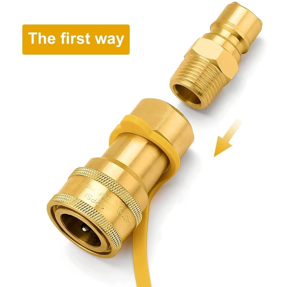 Raccordi QDD a connessione rapida per gas naturale LP da 1/2", inserto maschio in ottone con spegnimento automatico per riscaldatore grill camper, confezione da 3