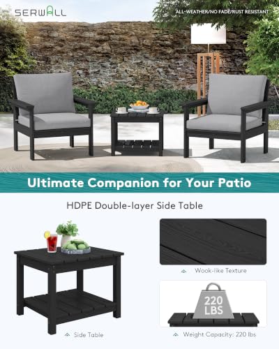 Image of SERWALL HDPE Patio Conversation Set with Side Table