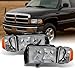 For Dodge Ram 1500 2500 3500 Pickup Truck Sport Package Clear Headlights Head Lamps Replacement Pair Set