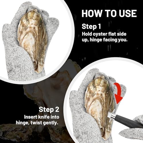 Oyster Shucker Set - 2 Oysters Shucking Knives and Cut Resistant Gloves- Seafood Opener Kit Tools for Oysters, Clam, Shellfish, Crab, Kitchen Tools, Premium Kitchen Knife Tools Gift