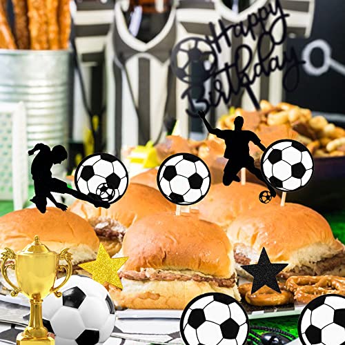 Banballon SHXMGM009 28 Pcs Soccer Cake Topper Soccer Ball Player Cake Decorations thumb #6