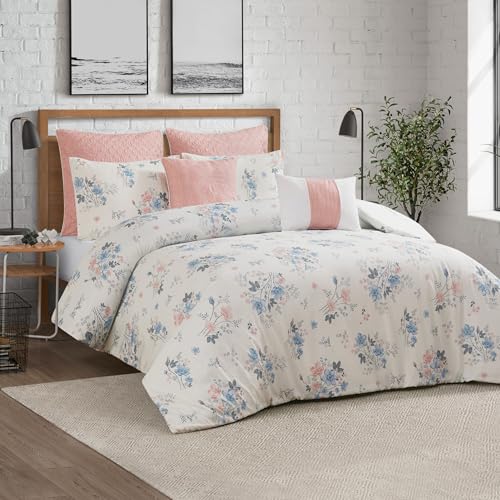 Lucky Brand Clarie Floral Comforter Set with Pillows - Twin/Twin XL Size - 5 Piece Luxurious Bedding Ensemble