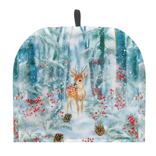 PJHEQOXE Christmas Elk Tea Cozy for Teapot Dome Teapot Cover Customized Teapot Covers Cozy for Teapot with Handle Dust Cover Kitchen Kettle Dust Cover Can Hung and Folded ?White?