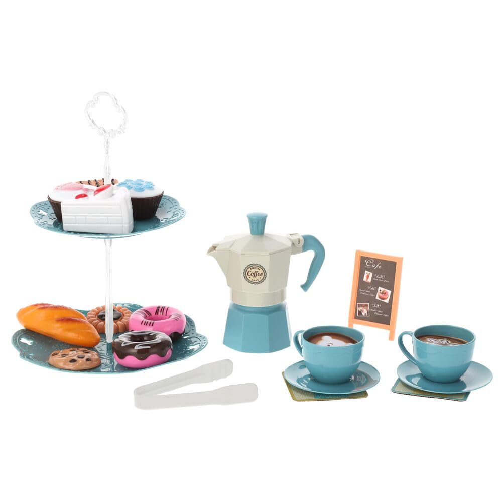 Set con Moka e Thè giocattolo - 22 Accessori per il momento del caffè e del thè - Inclusa alzatina per dolci - Globo Giocattoli - Cose di Casa - 42108