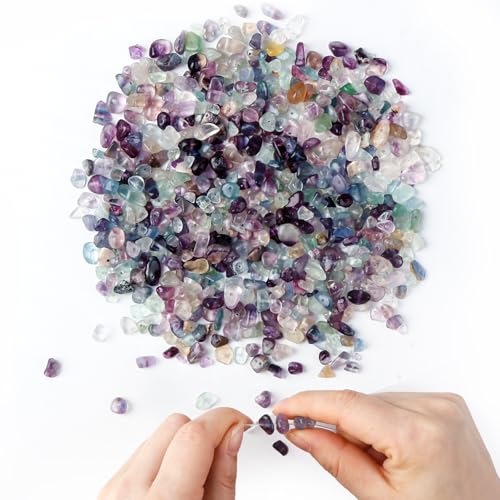 yumcute 400 cuentas de fluorita, chips de cristal de 5 a 8 mm para hacer joyas, pulseras, collares y aretes bohemios