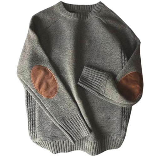 Men Pullover Sweater Chic Loose Thick O-Neck Knitted Over Size Sweaters