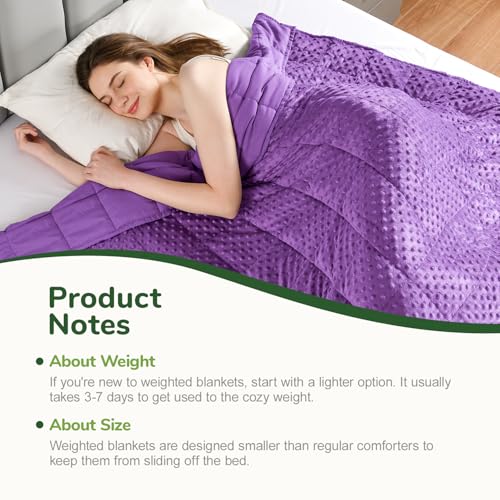 Image of Sivio Weighted Blankets for Adults, Queen Size Soft Minky Heavy Blanket for Calm Sleeping, Brethable Cooling Weighted Throw Blanket for Men and Women, Purple, 60 x 80in, 15lbs