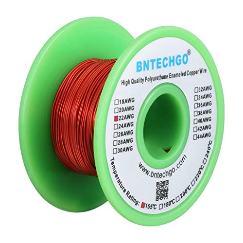 Image of BNTECHGO 22 AWG Magnet Wire 4 oz Red Enameled Copper Wire 0.0256 inch(0.65mm) | 22 Gauge Enameled Copper Coil Wire Widely Used For Transformers, Inductors, Speakers, Electromagnets, Educational Experiments