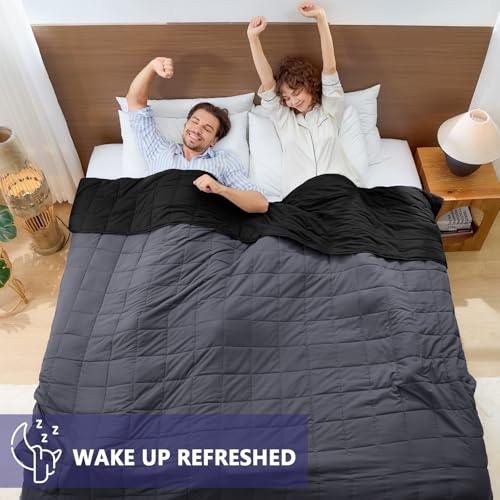 Image of King Size Weighted Blanket for Adults (25 lbs, 80 inch x 87 inch, Grey& Black) Cooling Heavy Blanket for Sleeping Perfect for 240-260 lbs, Breathable Blanket for Adults & Couple All Season, Machine Washable