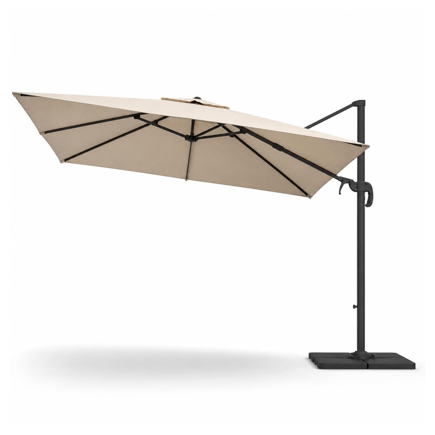 Ombrellone Da Giardino 3X3 M Con Braccio Retrattile Per Esterni Piscina Terrazze Bar Hotel Gazebo In Acciaio Inossidabile Con Braccio Rotabile 360° Impermeabile E Resistente Ai Raggi UV Beige