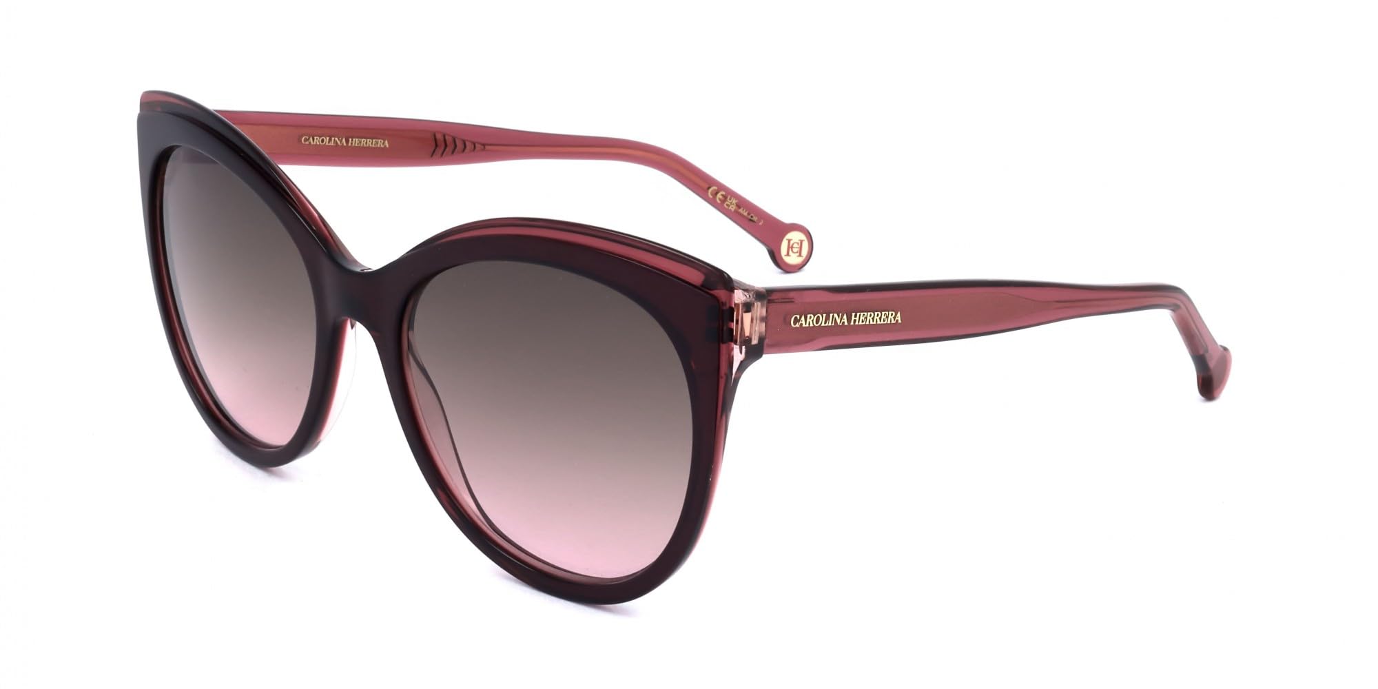 Carolina Herrera HER0175S - Occhiali da sole farfalla in acetato per donna, Rosso Borgogna, 57/19/145