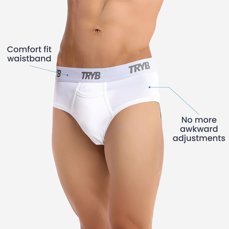 Image of TRYB Supporter for Cricket | Sports Underwear for Men | Stretchable Active Supporter Briefs | Pouch for Abdominal Guard | Light Weight, Breathable & Quick Dry | Gym Sports Innerwear Brief