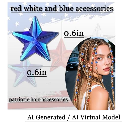 30 piezas accesorios para cabello rojo, blanco y azul miniatura 2