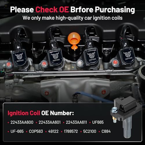 Image of BDFHYK Ignition Coil Packs Compatible with Subaru WRX STI Impreza Forester Legacy H4 2.5L 2010 2011 2012 2013 2014 2015 2016 2017 2018 2019 2020 Coil for UF665 COP583 49122 5C2100 C884 Set of 4