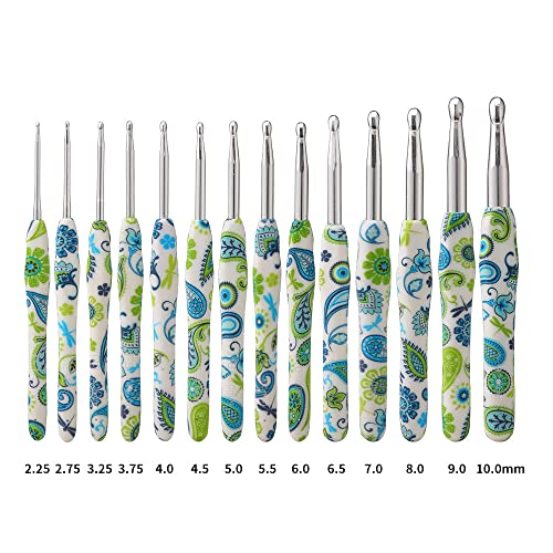 Image of 5mm Looen Crochet Hook, Ergonomic Handle for Arthritic Hands, Soft Rubber Grip Extra Long Knitting Needles for Crochet Beginners, Knitting Enthusiasts (5mm)