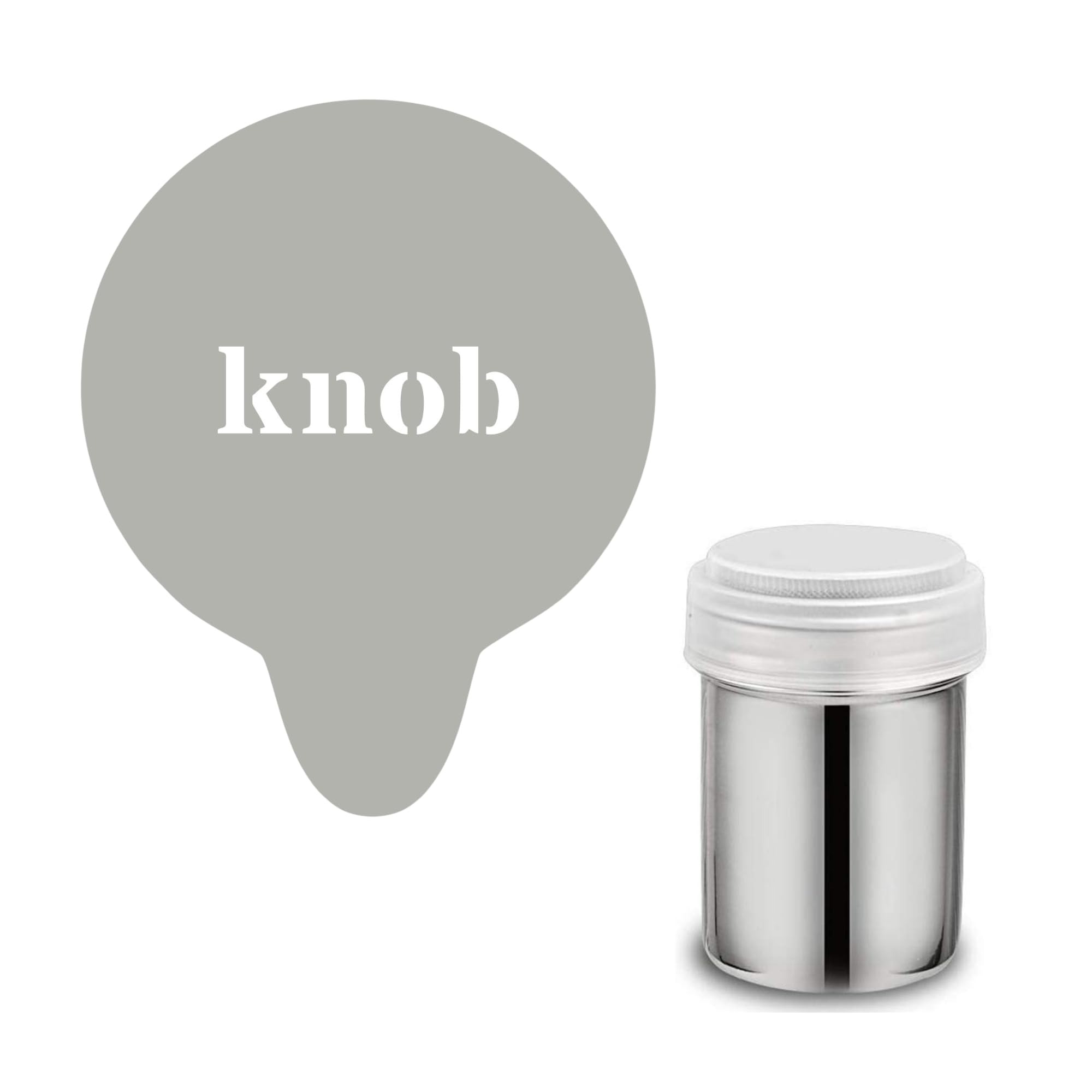 Knob Stencil. Grey Acrylic Reusable Coffee Cappuccino Cocktail Cupcake Cake Art Stencil (Stencil & Shaker set)