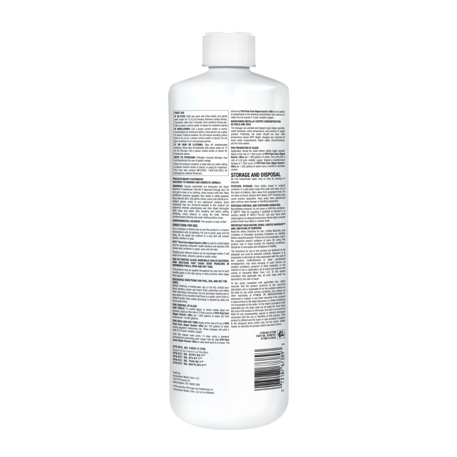 Image of HTH 67244, Swimming Pool Care Algae Guard Ultra, 32oz | Long Lasting Formula; Eliminates & Prevents Green, Black, and Mustard Algae; Fast Acting & Effective Swimming Pool Chemical