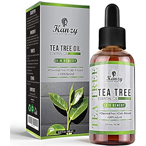 Kanzy Tea Tree Oil for Skin 60ml Treatment for Hair, Face, Acne Blemishes, & Nails Natural Vegan Organic Tea Tree Essential Oil Cover