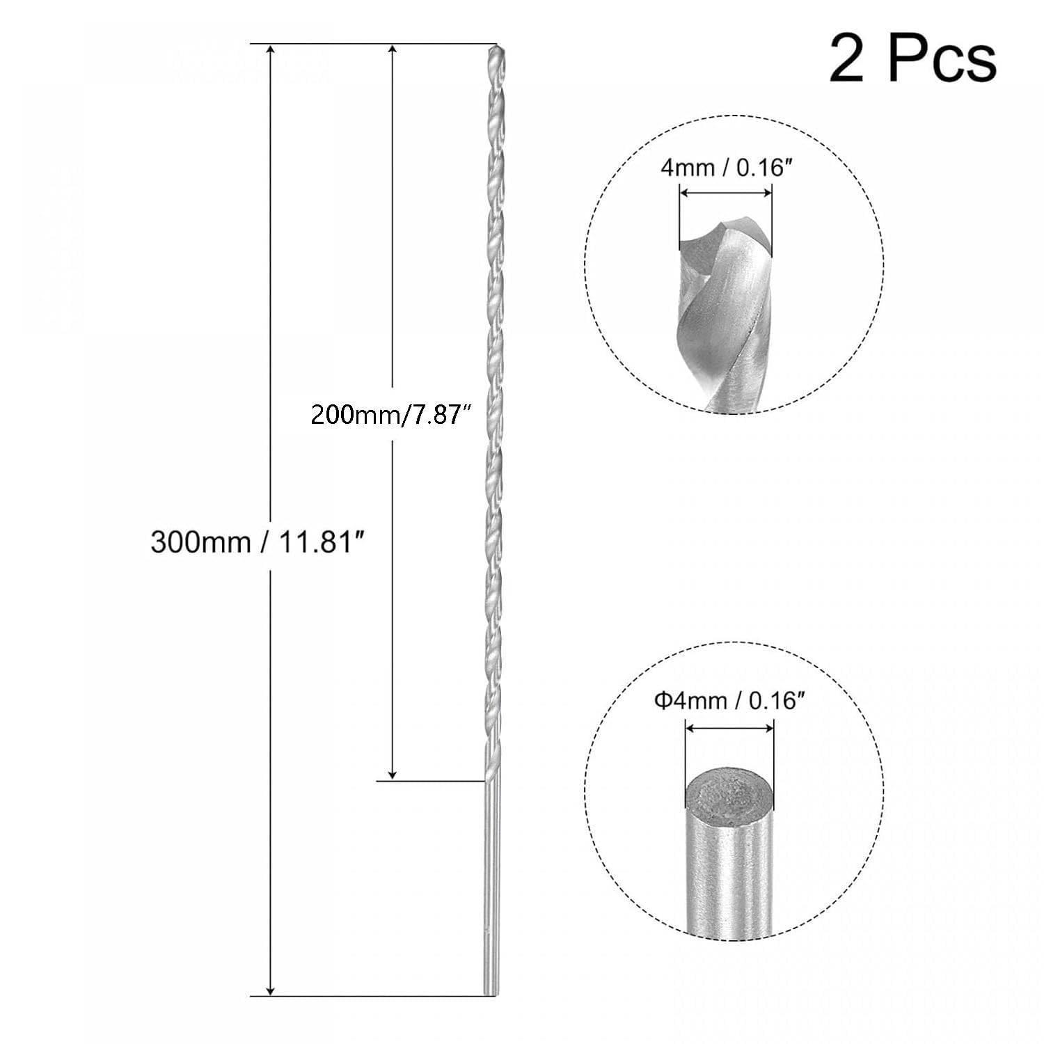 TA-VIGOR 2Pcs 4mm Extra Long Twist Drill Bits - Image 2