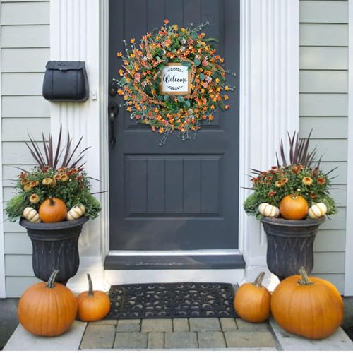 22" Artificial Fall Wreath for Front Door  - image 7