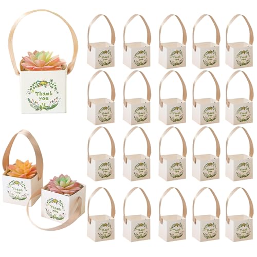 40 Piezas Bolsas De Regalo Suculentas, Maceta De Papel Para Plantas Suculentas, Mini Cajas De Suculenta, Para Cumpleaños, Bodas, Baby Showers, Regalos De Fiesta, Blanco