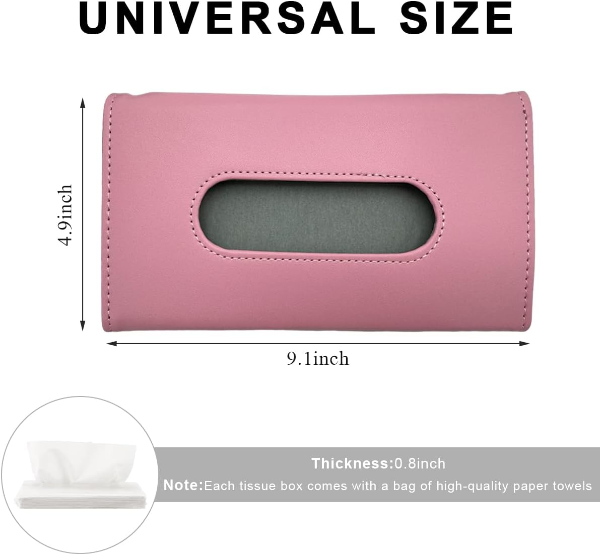 Car Tissue Holder, Vehicle Sun Visor Napkin Box Hanging Paper Towel Dispenser with Tissues Refill, Leather Backseat Paper Towel Case Visor Napkin Storage Holder for Most Cars (Pink) image 2