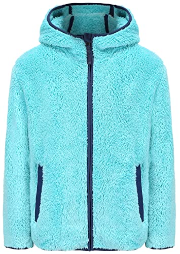 Image of Girl's Jacket Kids Full Zip Ultra Soft Sherpa Fleece Hoodie Sweatshirt