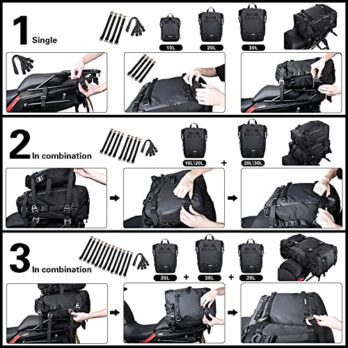 Alforja para motocicleta Rhinowalk 30L impermeable amarilla miniatura 6